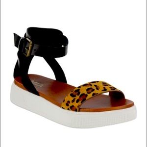 Mia “Ellen” Leopard Calf Hair Platform Sandal